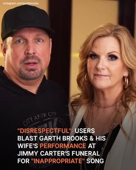 Users can’t undeerstand why Garth Brooks & Trisha Yearwood would “sing this song” at Jimmy Carter’s funeral. 😳 The VIDEO of their performance, which caused a stir, for moree check👇 ⁣‪