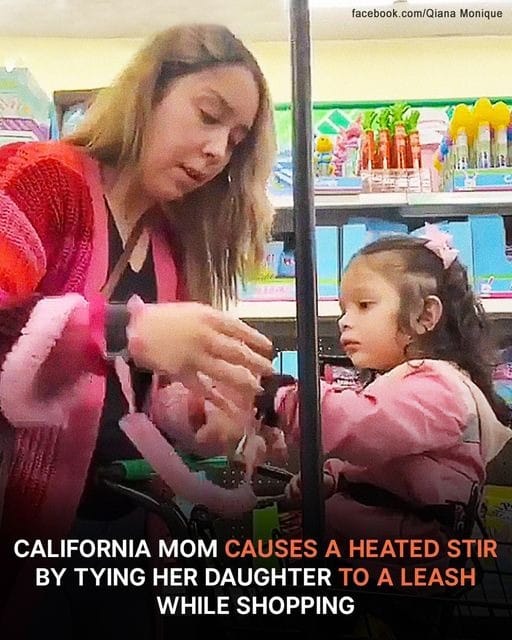 While shopping, a California mother puts her daughter’s wrist on a leash, causing a heated uproar.